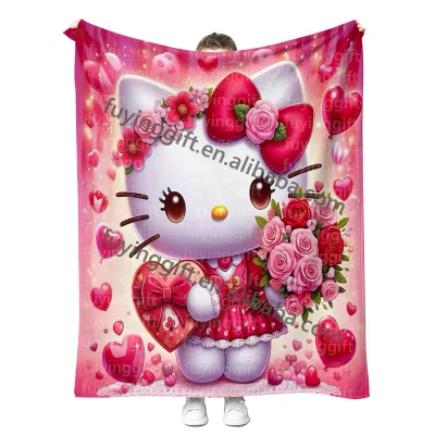 5000+ Nice Designs Customized Printing Blanket Valentines Cartoon Kawaii Kitty Outdoor Travel Bed Sofa Towel Blankets