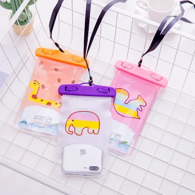 Cartoon Animal PVC Waterproof Phone Pouch Large-Size Outdoor Transparent Case for iPhone Photography Factory Direct Sales