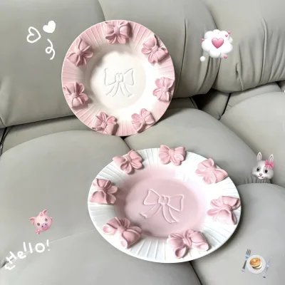 Bow Plant Pattern Under Glazed Ceramic Dinner Plate-Salad Dessert & Cake Plates
