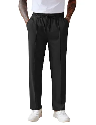 High Quality Cotton Fabric Wide Leg Sweatpants Men Pin Stitch Casual Joggers Suits Men's Sweat Pants Baggy Sweatpants
