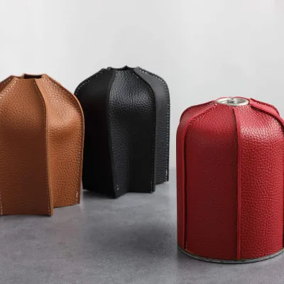 Outdoor Camping Gas Tank Protective Cover 3mm PU Waterproof Canister Cylinder Protective Case Retro Decorative Gas Tank Cover