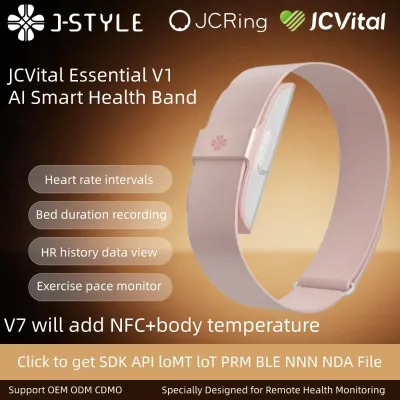 JCVital V1 Patent ROHS SDK API Multi Purpose Smart Band Monitors Casual Light Sports for Students and Office Staff Use