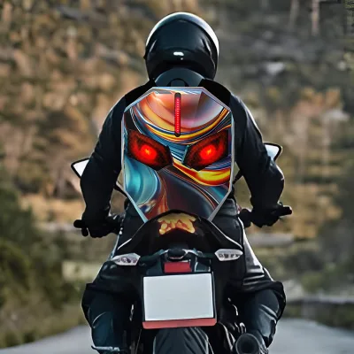 Colorful LED Eyes Cycling Backpack Programmable Knight Bag With LED Lights App Control Hard Shell Waterproof Motorcycle Backpack