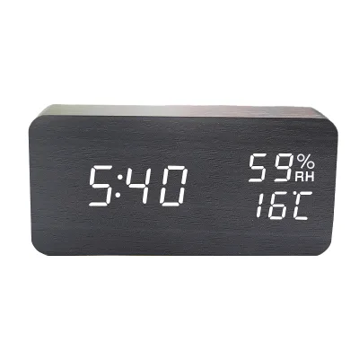 Top Sales Table Date Alarm Clock Wooden Alarm Clock Led Temperature Wooden Led Clock