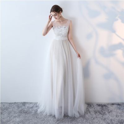 New Designs High Waist Lace Dinner Party Ladies White Bride Dressing Gown Dress Wedding Dress