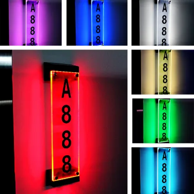 RGB Solar House Number Light, Color Changing Door Plate Lamp with Remote for Garden Wall