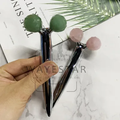 OEM 3D Rose Quartz Jade Facial Massager Face Sculptor Roller Hand-Held for Tightening & Toning Skin Reducing Wrinkles & Aging