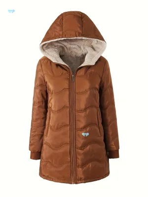Thick Winter Long Casual Zipper Windproof Hooded Quilted Coat