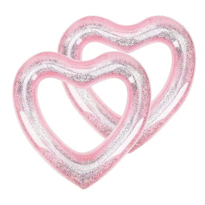 Inflatable Swim Rings Swimming Pool Float Ring Inflatable Pool Summer Water Fun Beach Pool Rose Gold Glitter Float Tube Supplies