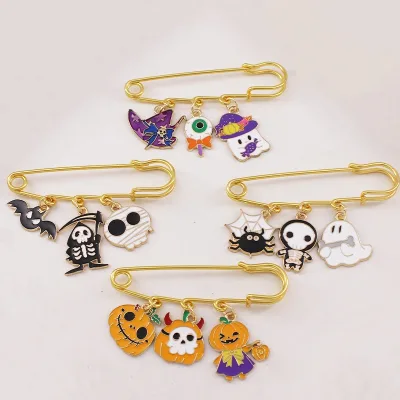 Halloween Brooch Lapel Pin Alloy Gold Plated Halloween Enamel Cartoon Lapel Pin Brooch