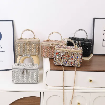 Women's Diamond Handbags Luxury Brand Fashion Women's Diamond Shoulder Bags Evening Shiny Women's Crystal Cosmetic Box Clutch