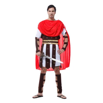 Men Roman Gladiator Costume Halloween Medieval King Renaissance Royal Costume