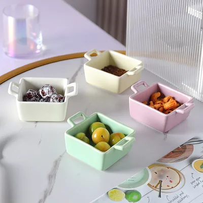 Modern Minimalist Square Ceramic Sauce Dish Back to School Snack & Dipping Dish