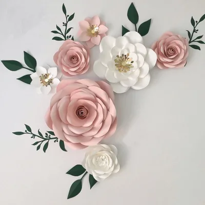 High Quality PVC Artificial Flowers Pink Rose Flower Wall Hanging for Valentine Day
