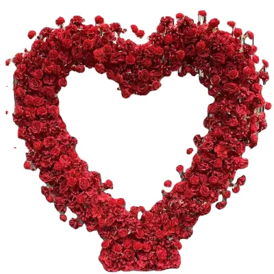 Wholesale Cheap Price Heart-Shaped White Rose Flower Arch Artificial Wedding Arch
