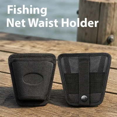 Portable Fishing Landing Net Holster Waist Belt Holder Durable Fly Fishing Net Pouch Tackle Accessories for Anglers