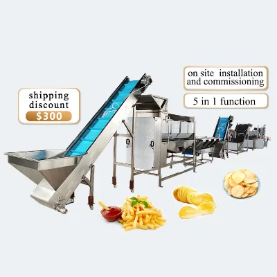 Potato French Fries Frozen Machine Stainless Steel Frying Line with Mini Electric Potato Slicer to Dice Onion Fry Machine Line