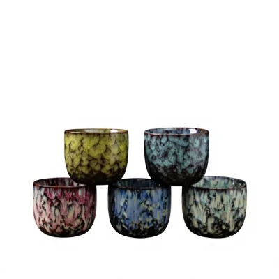 Kung Fu Tea Cups & Espresso Mugs-Porcelain Ceramic European Light Luxury Vintage Design Flat-Bottom 110ml Capacity-Wholesale