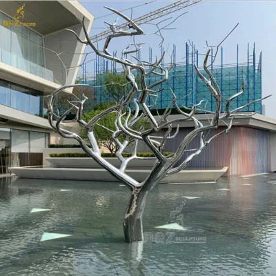 Outdoor Garden Decoration Design Metal Matte Tree Sculpture Large Stainless Steel Willow Sculpture