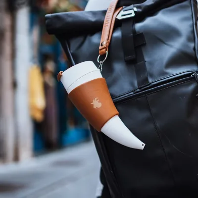 Goat Horn Coffee Mug Outdoor 304 Stainless Steel Coffee Mug Sports Camping Thermos Cup Croissants Cup