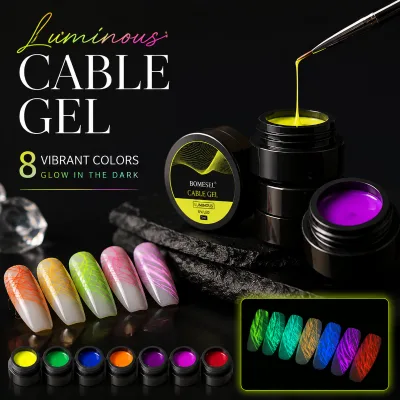 Luminous Nail Art Liner Gel Glow In The Dark Painting Gel 8 Colors UV Gel Professional Nail Design Salon Use OEM Private Label