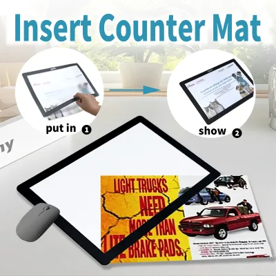 Custom Print Replaceable Insert Counter Mat Waterproof Anti-Scratch Hard Frame Desk Pad for Retail Checkout Reception Wholesale