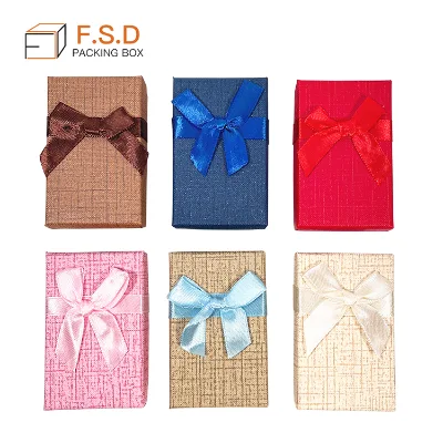 High Quality Handmade Recyclable Jewelry Packing Box Decorative Display Charm Custom Paper Jewelry Box Necklace Box With Bow