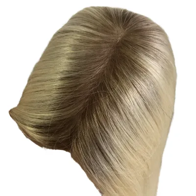European Virgin Remy Hair 14in 3x5 Inch Silk Base Glueless Clip-in Natural Black Lace Front Mono Base Topper for Women Chinese