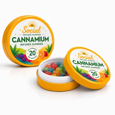Custom Logo Round Metal Tin Box Packaging Case for Food & Chocolate Airtight Moisture-proof Child-Resistant Screw Cap Recyclable