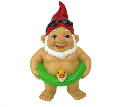 Garden Gnome Statue - Pool Party Pete Naked Gnome - Outdoor Garden Gnomes - Funny Lawn Gnome Statues,full color
