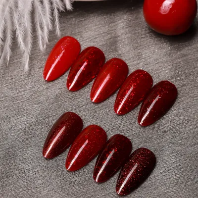 CAILI Pop Series New Fashion Red Glitter With Gold Foil Gel Nail Art Glue High Quality Nail Polish