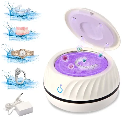 USB Rechargeable DeciTech DR-001 46kHz Ultrasonic Retainer Cleaner Machine 180ml Tank for Dental Appliances Mouth Guards Jewelry