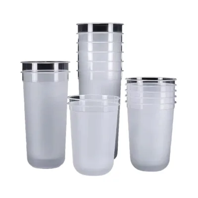 Reusable PP Plastic Tumbler Cup with Lid 300ml 400ml Food Grade Leak-Proof for Tea Coffee Smoothies