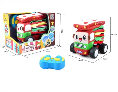 Remote Control Plush Toys Cartoon Cars Foodie Trucks DIY Assemble and Disassemble Compatible with Building Blocks with Music