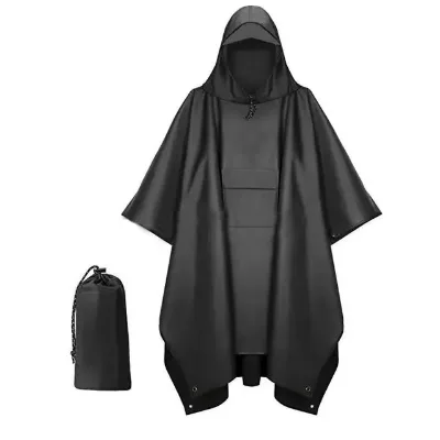Multifunctional Waterproof 3 in 1 Hooded Rain Poncho Canopy PU Coating Rain Poncho