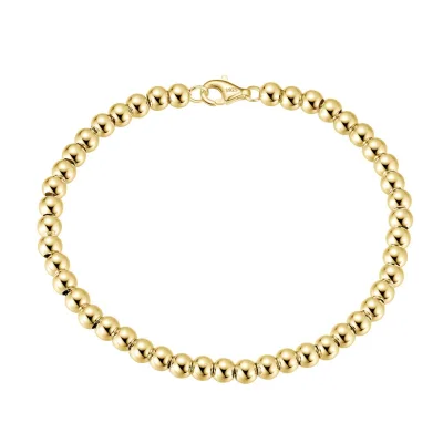 Simple Fashionable S925 4mm Hollow Silver Bead Bracelet Non-Allergenic Gold Plated for Weddings and Gifts