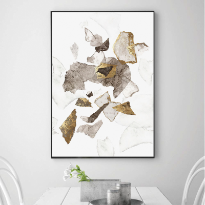Painting Abstract Marble Canvas Print Brown Gold Foil Poster Wall Art Pictures