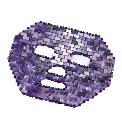 Custom Big Size Natural Cooling Massager Crystal Jade Purple Amethyst Healing Facial Natural Eye Mask Face Mask Amethyst Mask