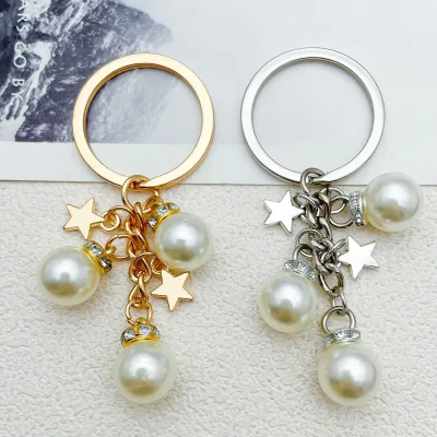 Fashion Keychain Pearl 3d Bracelet Fashion Pendants Charms Bulk Charm Trendy Star Moon Jewelry Gold Silver Backpack Pendants