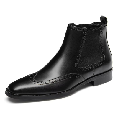 Custom Fashion chelsea Ankle Boots Men Homens Wing Tip Genuine Leather chelsea Boot