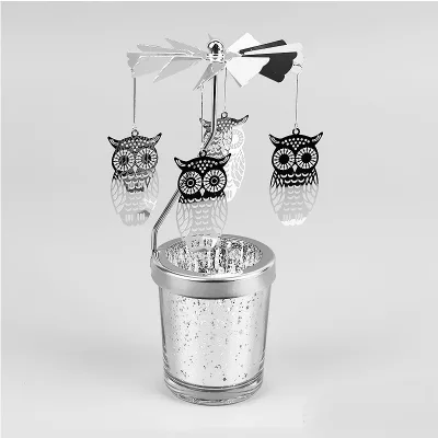 Starry Sky Cup Rotating Decoration Walking Horse Silver Candle Stand Luxury Candle Stand in Gift