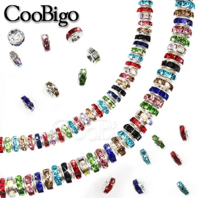 Rhinestone Bead Rondelle Loose Spacer Beads Bracelet Necklace Anklet Jewelry Making DIY Craft Accessories Colorful 6mm 8mm 10mm