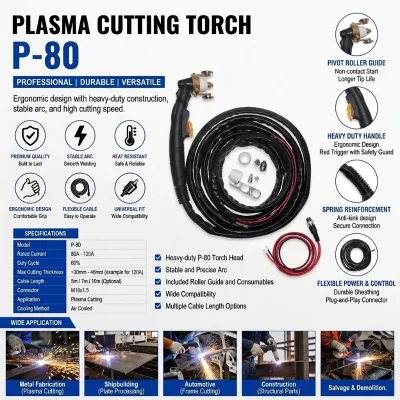 Cutting Torch P80 5M Plasma Cutting Torch Nozzle Electrode Can Be Sold Separately Can Use CUT 100A 120A