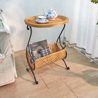 Shabby Chic Home Decor Handicraft Display Rack Stand Furniture Metal Wood Bamboo Trolley Storage Basket Kitchen Islands Carts