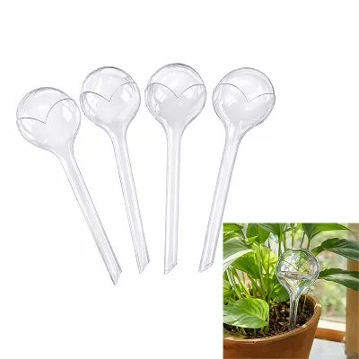 4 Pack HD HD5032 Automatic Plant Waterer Bulbs Clear Plastic Self-Watering System Spikes Indoor Outdoor