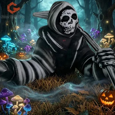 Halloween Inflatable Grim Reaper Outdoor Indoor Decorations Blow up Skeleton Skull for Yard Garden Lawn