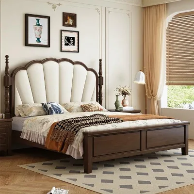 Cheap Space Saving Bedroom Furniture Latest Upholstered King Size Fabric Panel Platform Bed