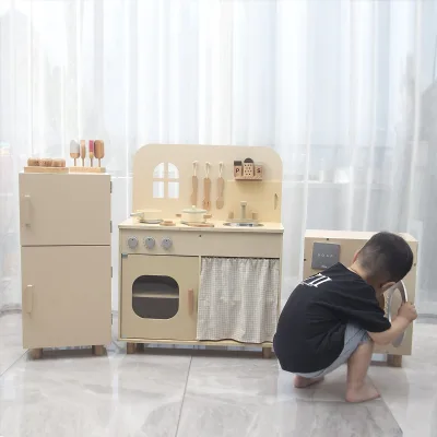 Modern Kids Mini Kitchen Toys Real Cooking Wood Kitchen Sets for Boys