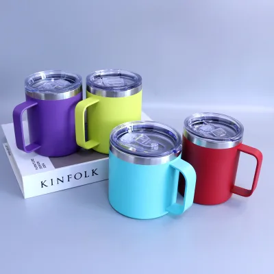 Customizable Eco-friendly insulated vacuum travel mugs with handle