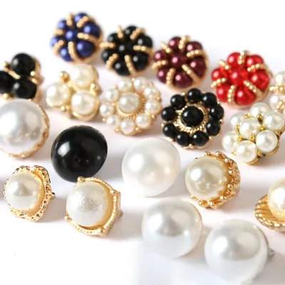 Flatback Plating Pearl DIY Craft Apparel Sewing Metal Vintage Buttons for Clothing